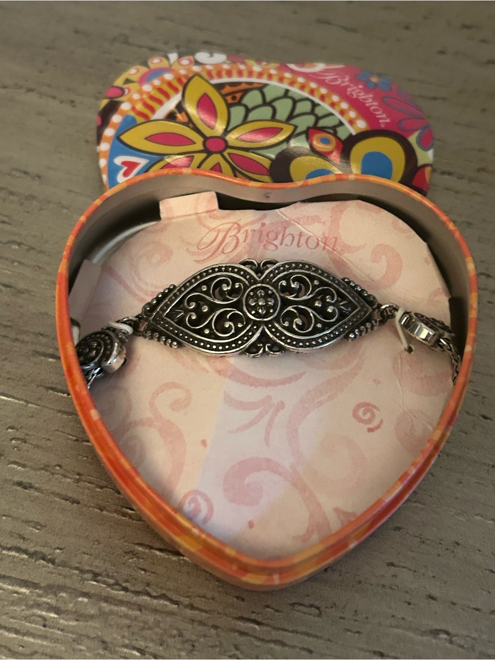 Brighton Silver Filigree Bracelet - with Brighton Tin NWOT